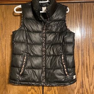 PINK Black and Leopard Puffer Vest